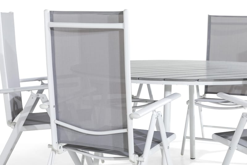 Tunis Matgrupp Utomhus 140 Rund + 6 Maggie Positionsstol - Vit/Grå - Utemöbler & utemiljö - Utegrupp - Matgrupp utomhus