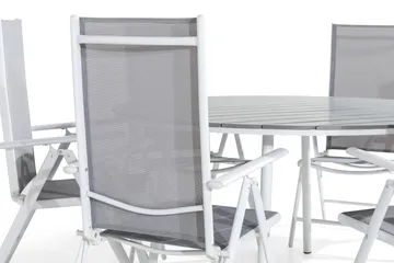 Tunis Matgrupp Utomhus 140 Rund + 6 Maggie Positionsstol - Vit/Grå - Utemöbler & utemiljö - Utegrupp - Matgrupp utomhus