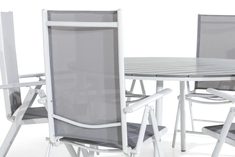 Tunis Matgrupp Utomhus 140 Rund + 6 Maggie Positionsstol - Vit/Grå - Utemöbler & utemiljö - Utegrupp - Matgrupp utomhus