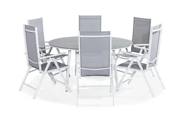 Tunis Matgrupp Utomhus 140 Rund + 6 Maggie Positionsstol - Vit/Grå - Utemöbler & utemiljö - Utegrupp - Matgrupp utomhus