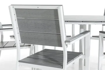 Tunis Matgrupp Utomhus 140 Rund + 6 Stapelstolar - Vit/Grå - Utemöbler & utemiljö - Utegrupp - Matgrupp utomhus