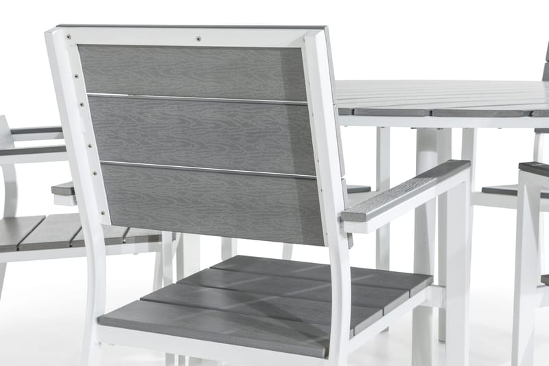 Tunis Matgrupp Utomhus 140 Rund + 6 Stapelstolar - Vit/Grå - Utemöbler & utemiljö - Utegrupp - Matgrupp utomhus