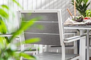 Tunis Matgrupp Utomhus 140 Rund + 6 Stapelstolar - Vit/Grå - Utemöbler & utemiljö - Utegrupp - Matgrupp utomhus