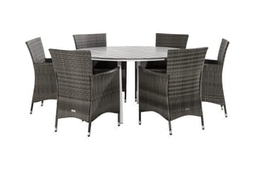 Tunis Matgrupp Utomhus 140 Rund + 6 Thor Fåtölj - Vit/Grå - Utemöbler & utemiljö - Utegrupp - Matgrupp utomhus