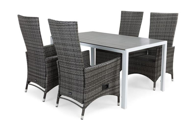 Tunis Matgrupp Utomhus 150 + 4 Jenny Ställbar Fåtölj - Vit/Grå - Utemöbler & utemiljö - Utegrupp - Matgrupp utomhus