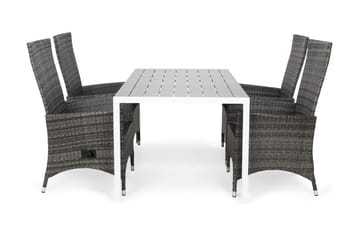 Tunis Matgrupp Utomhus 150 + 4 Jenny Ställbar Fåtölj - Vit/Grå - Utemöbler & utemiljö - Utegrupp - Matgrupp utomhus