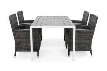 Tunis Matgrupp Utomhus 150 + 4 Thor Fåtölj Lyx m Armstöd - Vit/Grå/Aintwood - Utemöbler & utemiljö - Utegrupp - Matgrupp utomhus