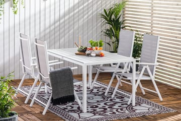 Tunis Matgrupp Utomhus 150x90 + 4 Maggie Positionsstol m Dyna - Vit/Grå/Svart - Utemöbler & utemiljö - Utegrupp - Matgrupp utomhus