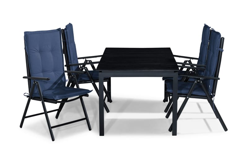 Tunis Matgrupp Utomhus 152-210x90 + 4 Maggie Positionsstol m Dyna, Svart/Blå