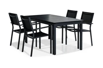 Tunis Matgrupp Utomhus 152-210x90 + 4 Stapelstolar - Svart - Utemöbler & utemiljö - Utegrupp - Matgrupp utomhus