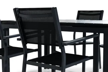 Tunis Matgrupp Utomhus 152-210x90 + 4 Stapelstolar - Svart - Utemöbler & utemiljö - Utegrupp - Matgrupp utomhus