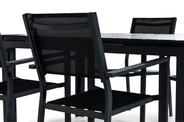 Tunis Matgrupp Utomhus 152-210x90 + 4 Stapelstolar - Svart - Utemöbler & utemiljö - Utegrupp - Matgrupp utomhus