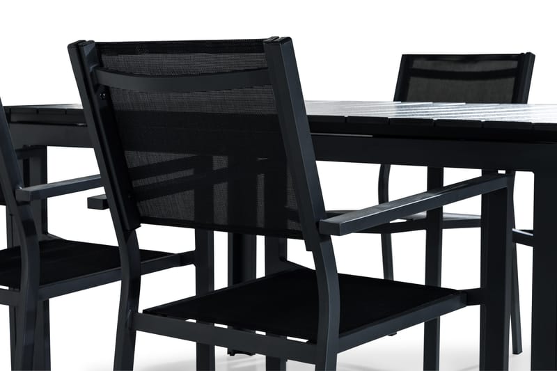 Tunis Matgrupp Utomhus 152-210x90 + 4 Stapelstolar - Svart - Utemöbler & utemiljö - Utegrupp - Matgrupp utomhus