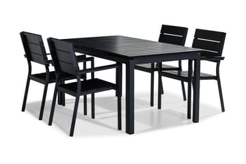Tunis Matgrupp Utomhus 152-210x90 + 4 Stapestolar - Svart - Utemöbler & utemiljö - Utegrupp - Matgrupp utomhus
