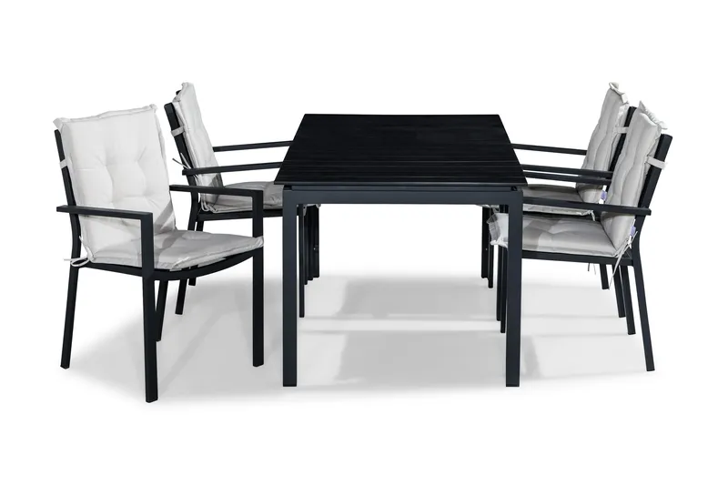 Tunis Matgrupp Utomhus 152-210x90 + 4 Tunis Stapelstol m Dyna, Svart/Offwhite
