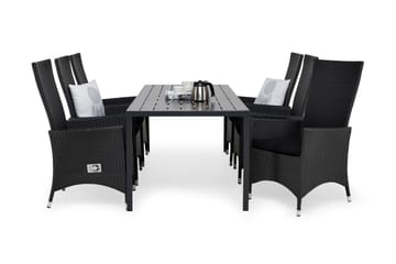 Tunis Matgrupp Utomhus 205 + 6 Jenny Ställbar Fåtölj m Dyna - Svart/Svart/Svart - Utemöbler & utemiljö - Utegrupp - Matgrupp utomhus