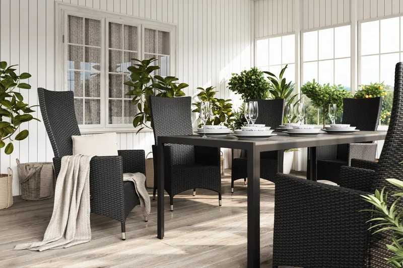 Tunis Matgrupp Utomhus 205 + 6 Jenny Ställbar Fåtölj - Svart - Utemöbler & utemiljö - Utegrupp - Matgrupp utomhus