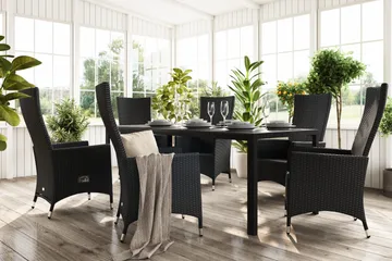 Tunis Matgrupp Utomhus 205 + 6 Jenny Ställbar Fåtölj - Svart - Utemöbler & utemiljö - Utegrupp - Matgrupp utomhus