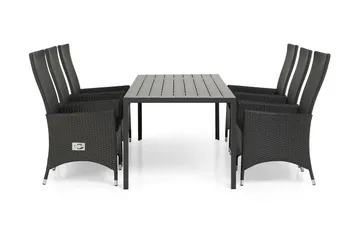 Tunis Matgrupp Utomhus 205 + 6 Jenny Ställbar Fåtölj - Svart - Utemöbler & utemiljö - Utegrupp - Matgrupp utomhus