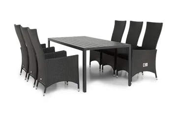 Tunis Matgrupp Utomhus 205 + 6 Jenny Ställbar Fåtölj - Svart - Utemöbler & utemiljö - Utegrupp - Matgrupp utomhus