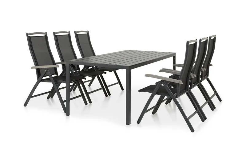 Tunis Matgrupp Utomhus 205 + 6 Monaco Lyx Positionsstol - Svart/Svart - Utemöbler & utemiljö - Utegrupp - Matgrupp utomhus