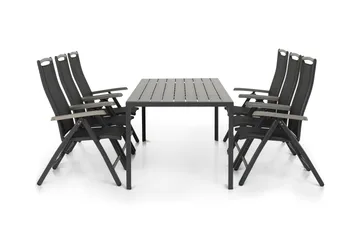 Tunis Matgrupp Utomhus 205 + 6 Monaco Lyx Positionsstol - Svart/Svart - Utemöbler & utemiljö - Utegrupp - Matgrupp utomhus