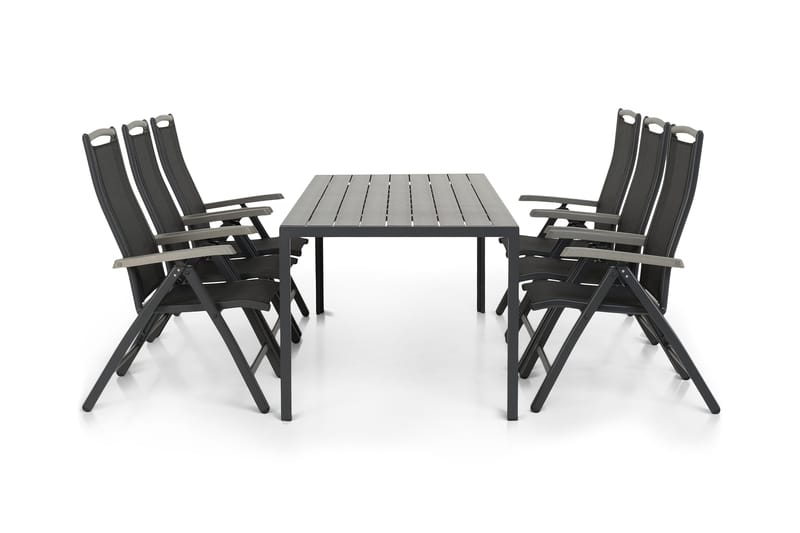 Tunis Matgrupp Utomhus 205 + 6 Monaco Lyx Positionsstol, Svart/Svart