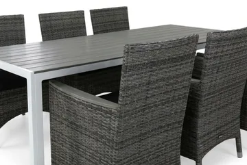 Tunis Matgrupp Utomhus 205 + 6 Thor Fåtölj Lyx m Armstöd m Dyna - Vit/Grå/Aintwood/Svart - Utemöbler & utemiljö - Utegrupp - Matgrupp utomhus