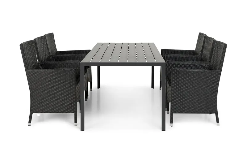 Tunis Matgrupp Utomhus 205 + 6 Thor Fåtölj, Svart/Svart