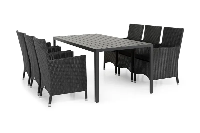 Tunis Matgrupp Utomhus 205 + 6 Thor Fåtölj - Svart/Svart - Utemöbler & utemiljö - Utegrupp - Matgrupp utomhus