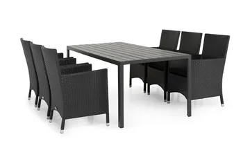 Tunis Matgrupp Utomhus 205 + 6 Thor Fåtölj - Svart/Svart - Utemöbler & utemiljö - Utegrupp - Matgrupp utomhus