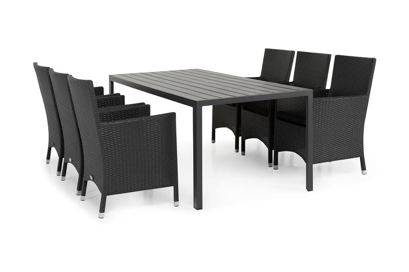Tunis Matgrupp Utomhus 205 + 6 Thor Fåtölj - Svart/Svart - Utemöbler & utemiljö - Utegrupp - Matgrupp utomhus