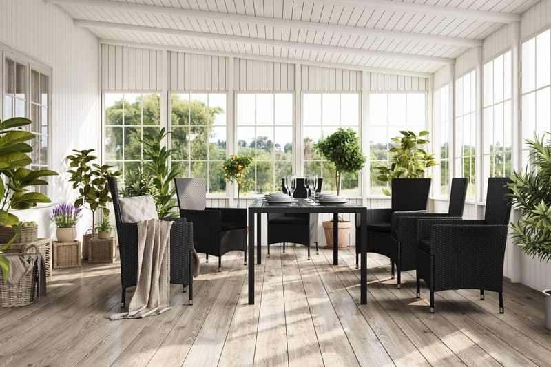 Tunis Matgrupp Utomhus 205 + 6 Thor Fåtölj - Svart/Svart - Utemöbler & utemiljö - Utegrupp - Matgrupp utomhus