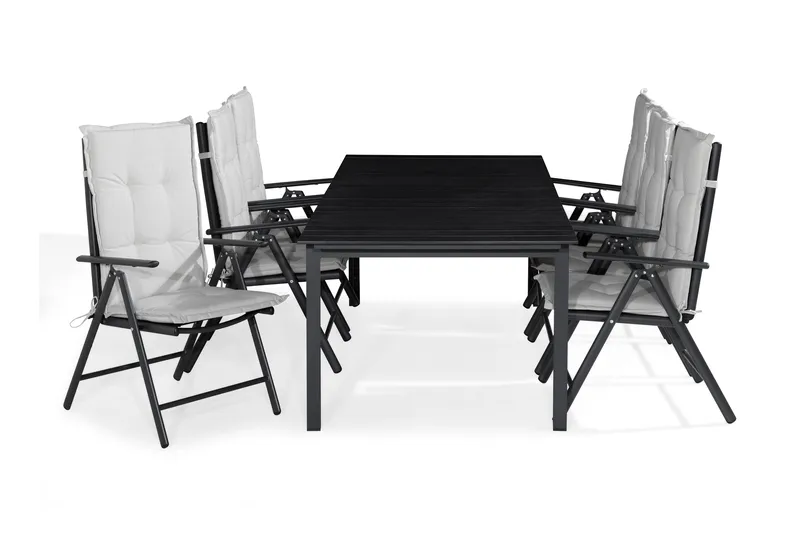 Tunis Matgrupp Utomhus 205x90 + 6 Maggie Positionsstol m Dyna, Svart/Offwhite