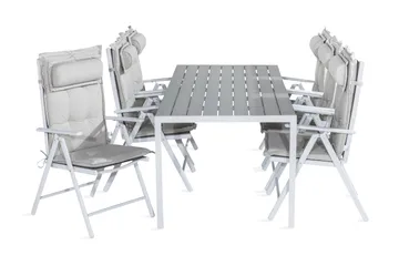 Tunis Matgrupp Utomhus 205x90 + 6 Maggie Positionsstol m Dyna - Vit/Grå/Offwhite - Utemöbler & utemiljö - Utegrupp - Matgrupp utomhus
