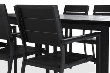 Tunis Matgrupp Utomhus 205x90 + 6 Stapelstolar - Svart - Utemöbler & utemiljö - Utegrupp - Matgrupp utomhus