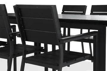 Tunis Matgrupp Utomhus 205x90 + 6 Stapelstolar - Svart - Utemöbler & utemiljö - Utegrupp - Matgrupp utomhus