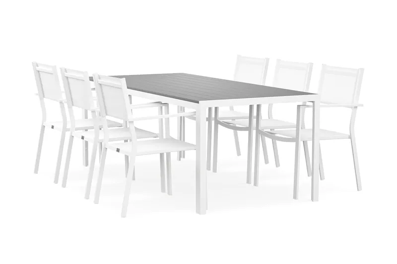 Tunis Matgrupp Utomhus 205x90 cm + 6 Tunis Stapelstol - Utemöbler & utemiljö - Utegrupp - Matgrupp utomhus