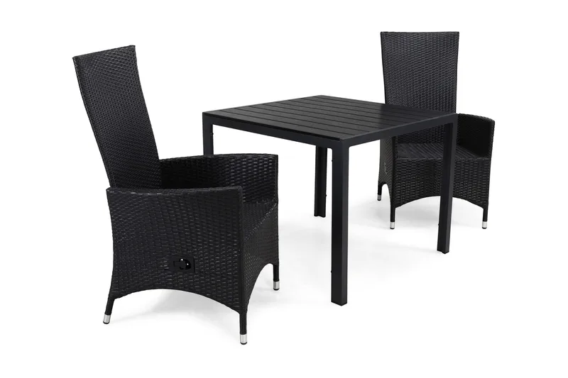 Tunis Matgrupp Utomhus 90 + 2 Jenny Ställbar Fåtölj - Svart/Svart - Utemöbler & utemiljö - Utegrupp - Matgrupp utomhus