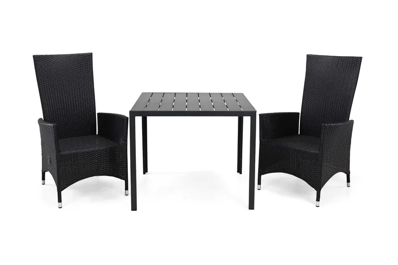 Tunis Matgrupp Utomhus 90 + 2 Jenny Ställbar Fåtölj - Svart/Svart - Utemöbler & utemiljö - Utegrupp - Matgrupp utomhus