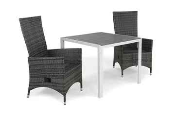 Tunis Matgrupp Utomhus 90 + 2 Jenny Ställbar Fåtölj - Vit/Grå - Utemöbler & utemiljö - Utegrupp - Matgrupp utomhus