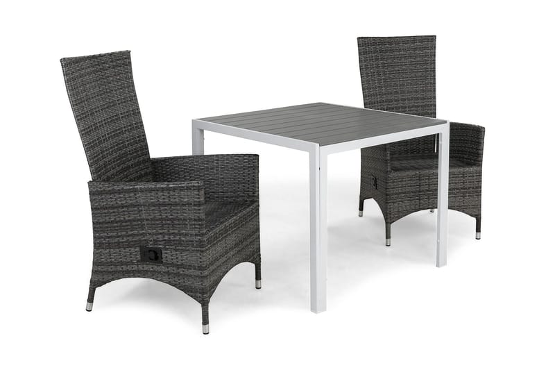 Tunis Matgrupp Utomhus 90 + 2 Jenny Ställbar Fåtölj - Vit/Grå - Utemöbler & utemiljö - Utegrupp - Matgrupp utomhus