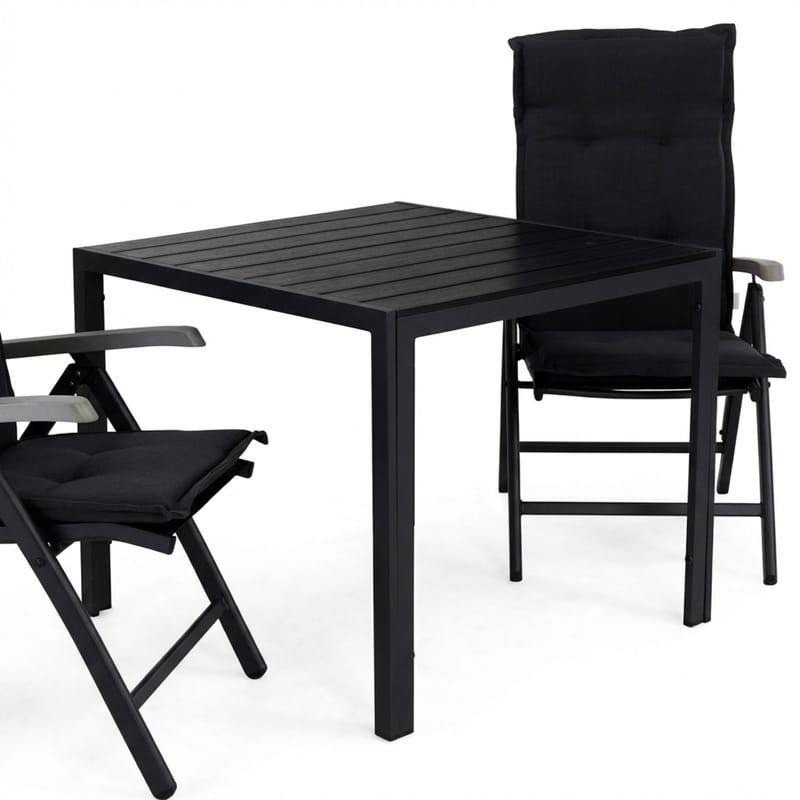 Tunis Matgrupp Utomhus 90 + 2 Monaco Lyx Positionsstol m Dyna - Svart/Svart/Grå - Utemöbler & utemiljö - Utegrupp - Matgrupp utomhus