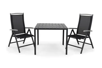 Tunis Matgrupp Utomhus 90 + 2 Monaco Lyx Positionsstol - Svart - Utemöbler & utemiljö - Utegrupp - Matgrupp utomhus