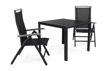 Tunis Matgrupp Utomhus 90 + 2 Monaco Lyx Positionsstol - Svart - Utemöbler & utemiljö - Utegrupp - Matgrupp utomhus