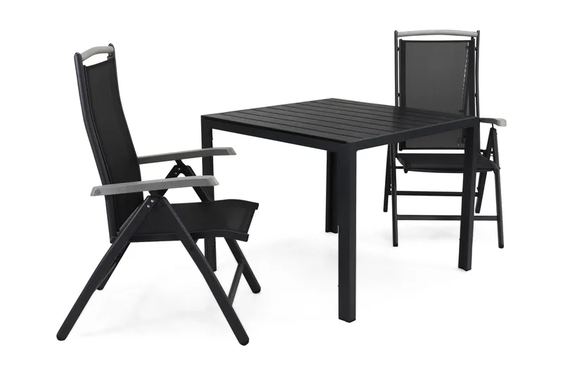 Tunis Matgrupp Utomhus 90 + 2 Monaco Lyx Positionsstol - Svart - Utemöbler & utemiljö - Utegrupp - Matgrupp utomhus
