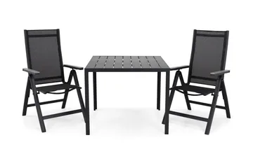 Tunis Matgrupp Utomhus 90 + 2 Monaco Positionsstol - Svart/Svart/Grå - Utemöbler & utemiljö - Utegrupp - Matgrupp utomhus