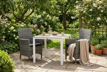 Tunis Matgrupp Utomhus 90 + 2 Thor Fåtölj Lyx m Armstöd m Dyna - Vit/Grå/Aintwood/Svart - Utemöbler & utemiljö - Utegrupp - Matgrupp utomhus