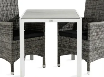 Tunis Matgrupp Utomhus 90 + 2 Thor Fåtölj Lyx m Armstöd m Dyna - Vit/Grå/Aintwood/Svart - Utemöbler & utemiljö - Utegrupp - Matgrupp utomhus