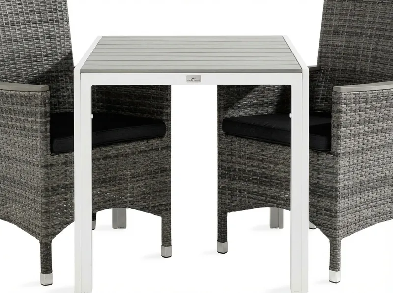 Tunis Matgrupp Utomhus 90 + 2 Thor Fåtölj Lyx m Armstöd m Dyna - Vit/Grå/Aintwood/Svart - Utemöbler & utemiljö - Utegrupp - Matgrupp utomhus